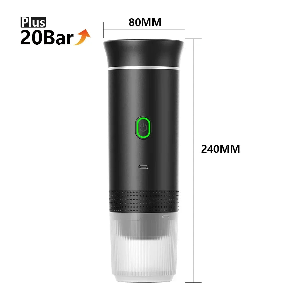 2-in-1 Portable Italian Espresso Machine Espresso Coffee Maker Wireless Portable Espresso Coffee Machine for Car Home and Travel