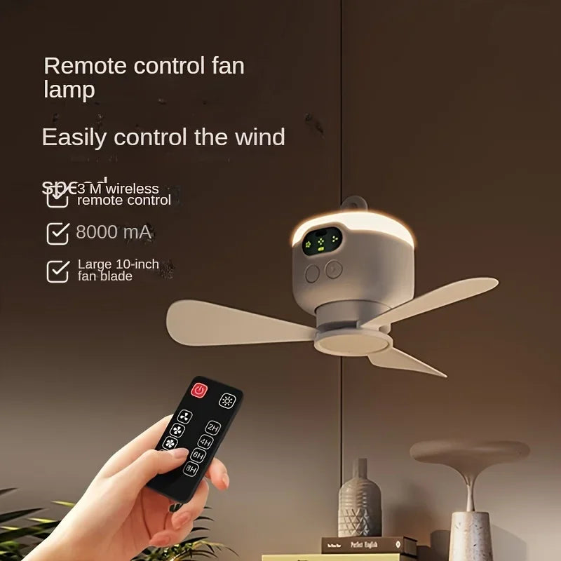 Portable USB Rechargeable Mini Fan For Camping, With Light, Suitable For Dormitories, Outdoor Tents, Providing Long-lasting