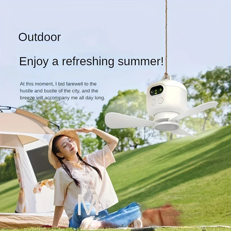 Portable USB Rechargeable Mini Fan For Camping, With Light, Suitable For Dormitories, Outdoor Tents, Providing Long-lasting
