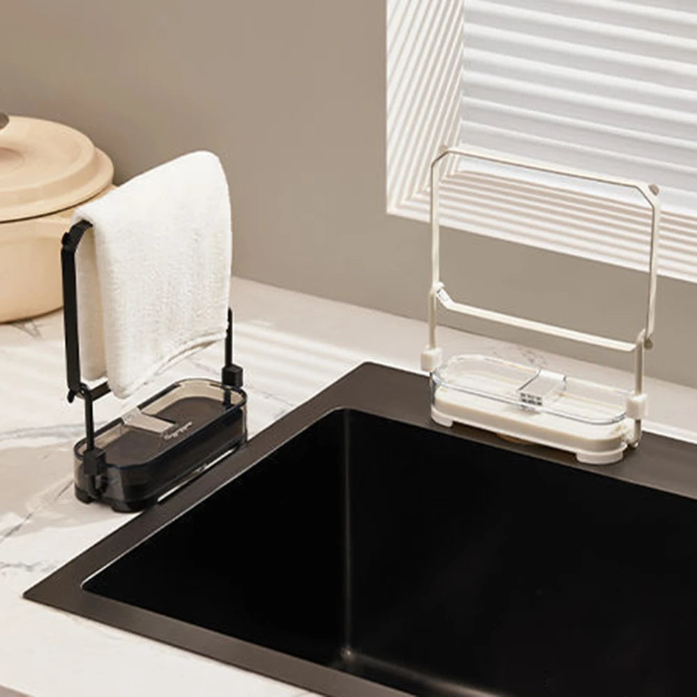 Kitchen Sink Filter Rack With 50pcs Net Filter Bag Foldable Multi-Purpose Drainage Basket Leftovers Soup Food Drainer Shelf
