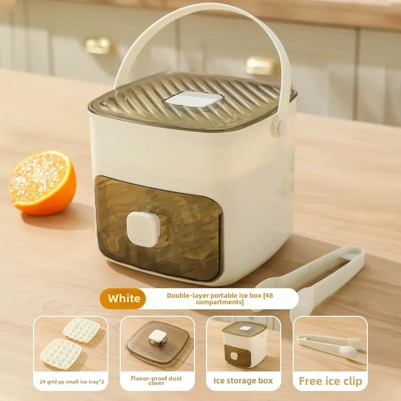 2025 New Ice Box with One Click De Icing and Easy Demolding Ice Grid Large Capacity Ice Making Box Square Plastic Mold