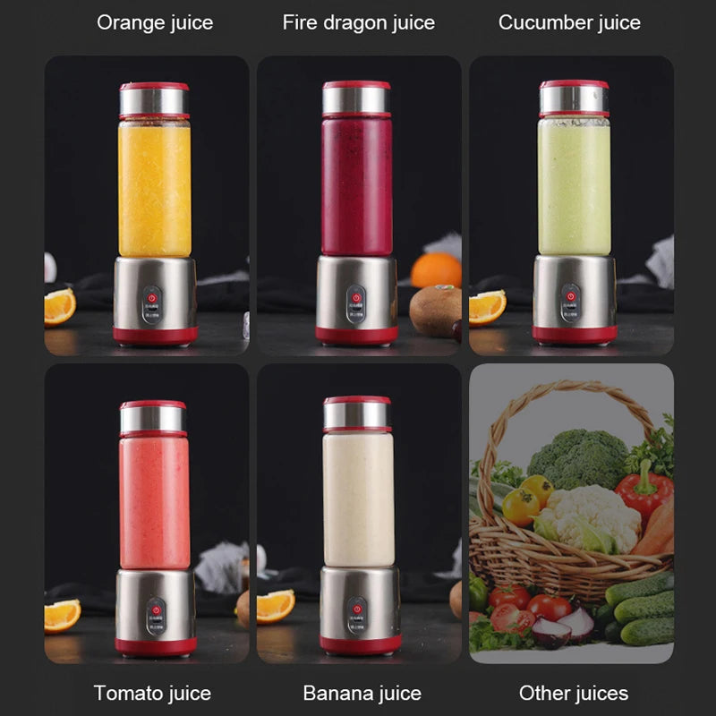 Multifunction Juicers Portable Electric Blender USB Rechargeable Electric Mixer Fruit Orange Milkshake Juice Maker Machine 450M