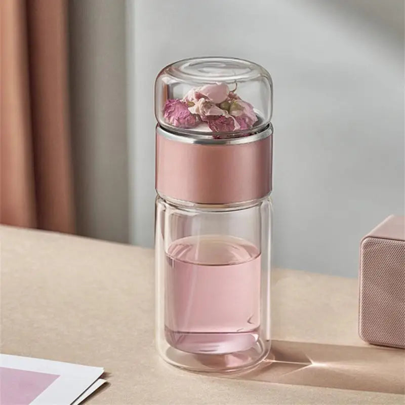 7*18cm Glass Portable Water Bottles And Jugs 280ml Tea Separator Cup Tea Water Separation Drinking Utensils Water Cup Make Tea