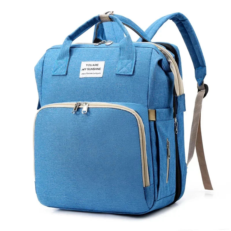 Foldable Travel Mummy Bag with Nappy Backpack Diaper Wet Bag Changing Pad Baby Crib