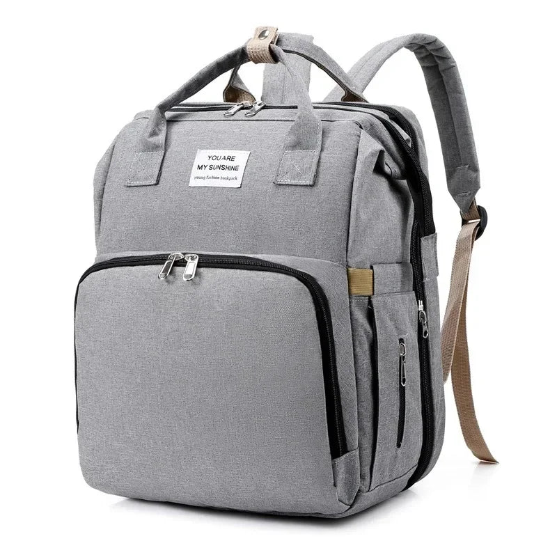 Foldable Travel Mummy Bag with Nappy Backpack Diaper Wet Bag Changing Pad Baby Crib
