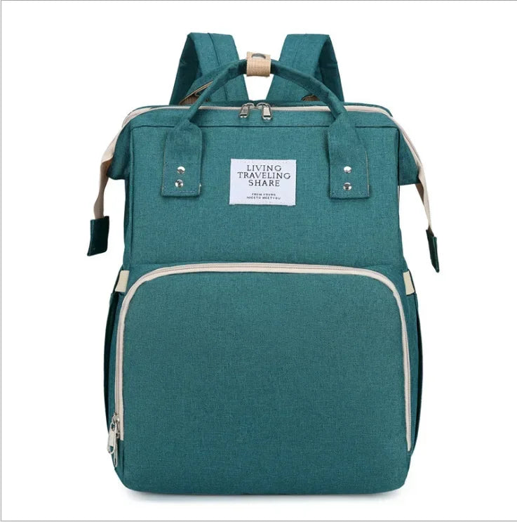 Foldable Travel Mummy Bag with Nappy Backpack Diaper Wet Bag Changing Pad Baby Crib