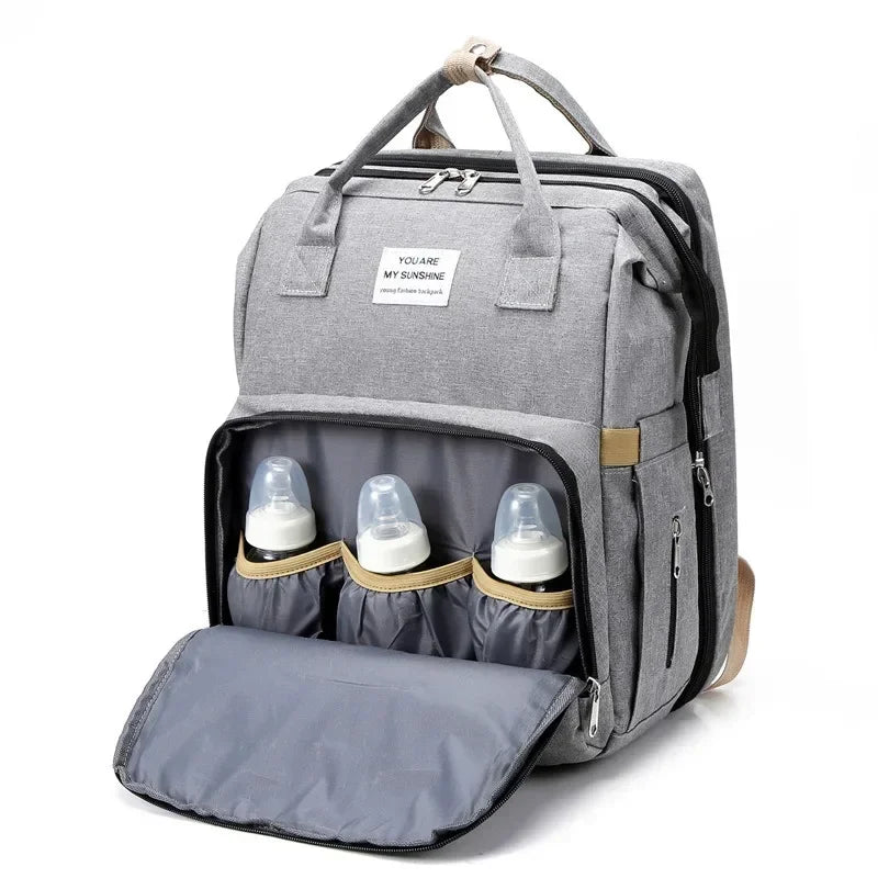 Foldable Travel Mummy Bag with Nappy Backpack Diaper Wet Bag Changing Pad Baby Crib
