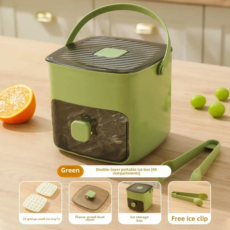 2025 New Ice Box with One Click De Icing and Easy Demolding Ice Grid Large Capacity Ice Making Box Square Plastic Mold