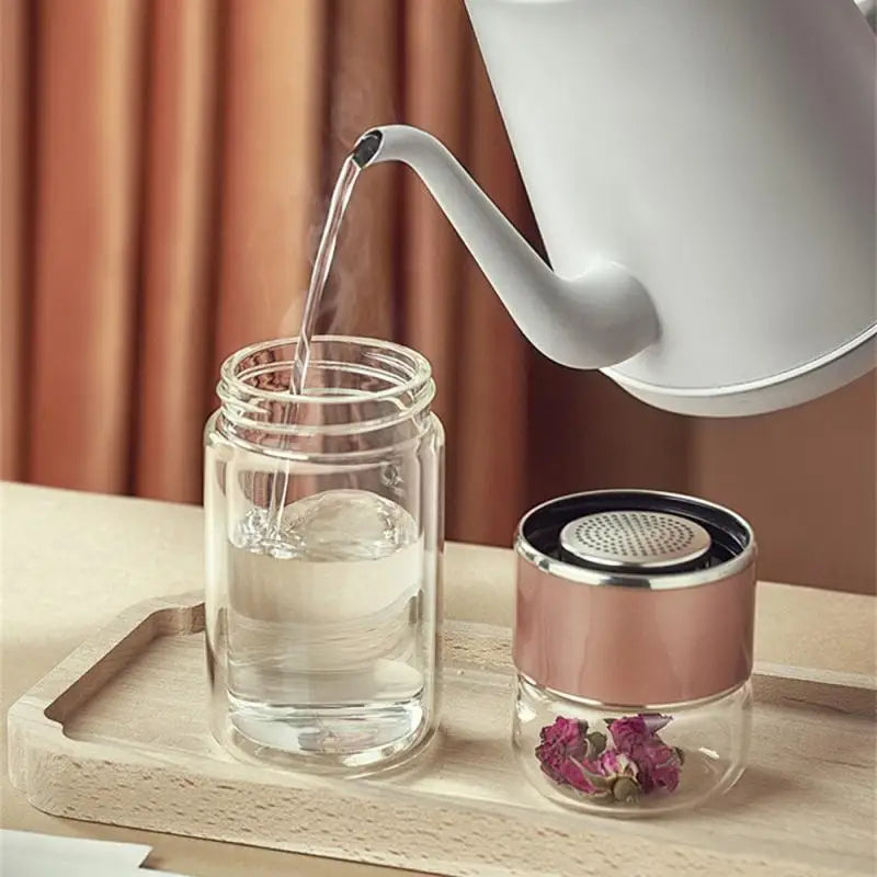 7*18cm Glass Portable Water Bottles And Jugs 280ml Tea Separator Cup Tea Water Separation Drinking Utensils Water Cup Make Tea