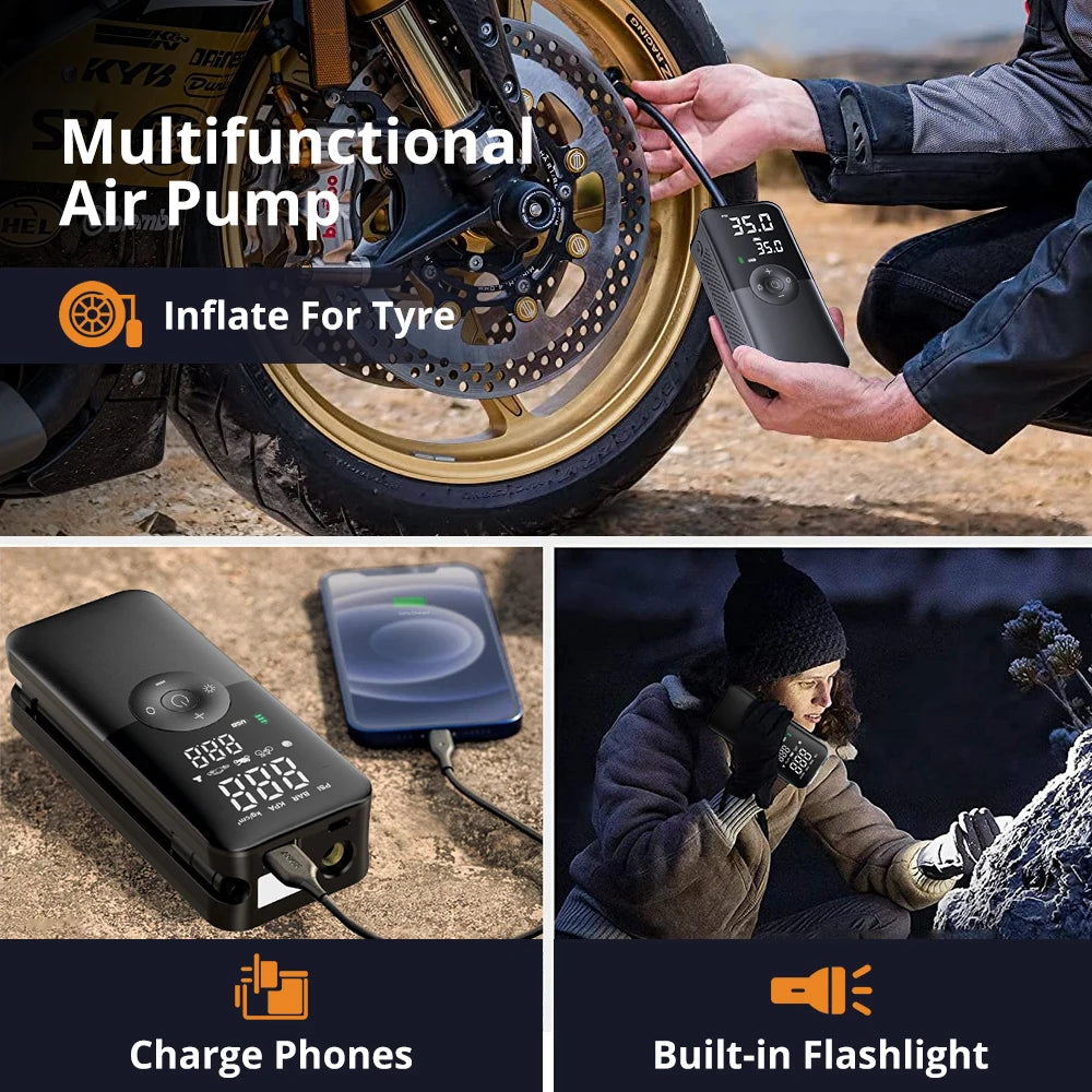 CARSUN Portable Tire Inflator Rechargeable Electric Inflator For Car Bicycle Digital Air Compressor Football Ball Inflator Pump