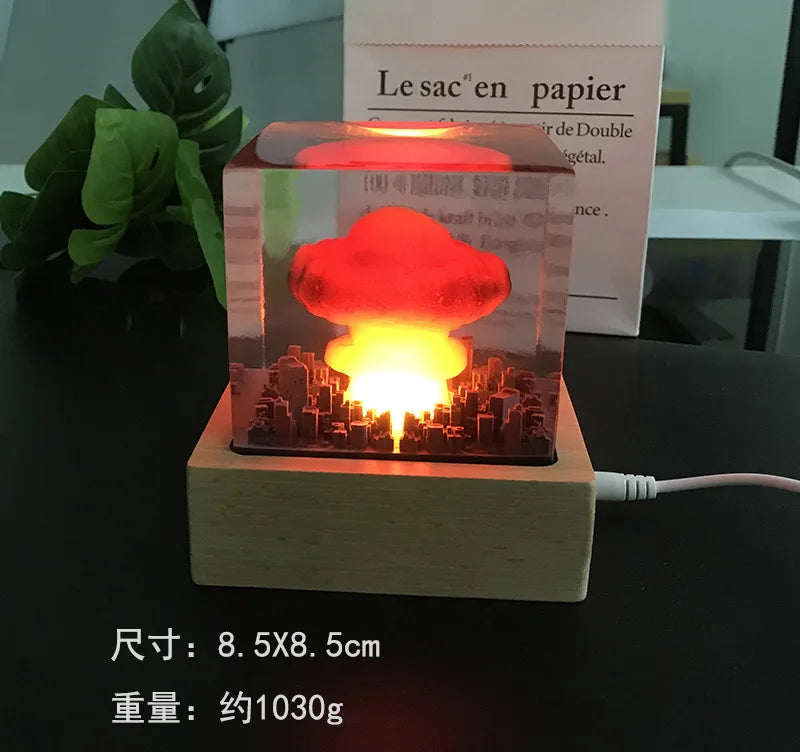 Nuclear Explosion Bomb Mushroom Cloud Lamp Flameless Lamp For Courtyard Living Room Decor 3D Night Light Rechargeable