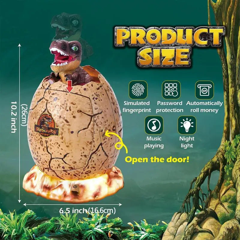 Cartoon Dinosaur Money Bank 3 In 1 Code Lock Fingerprint Password Electronic Money Saving Box Auto Scroll Pape Music Box gift