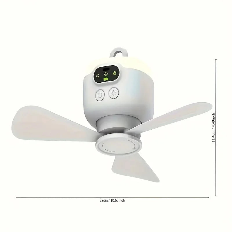 Portable USB Rechargeable Mini Fan For Camping, With Light, Suitable For Dormitories, Outdoor Tents, Providing Long-lasting