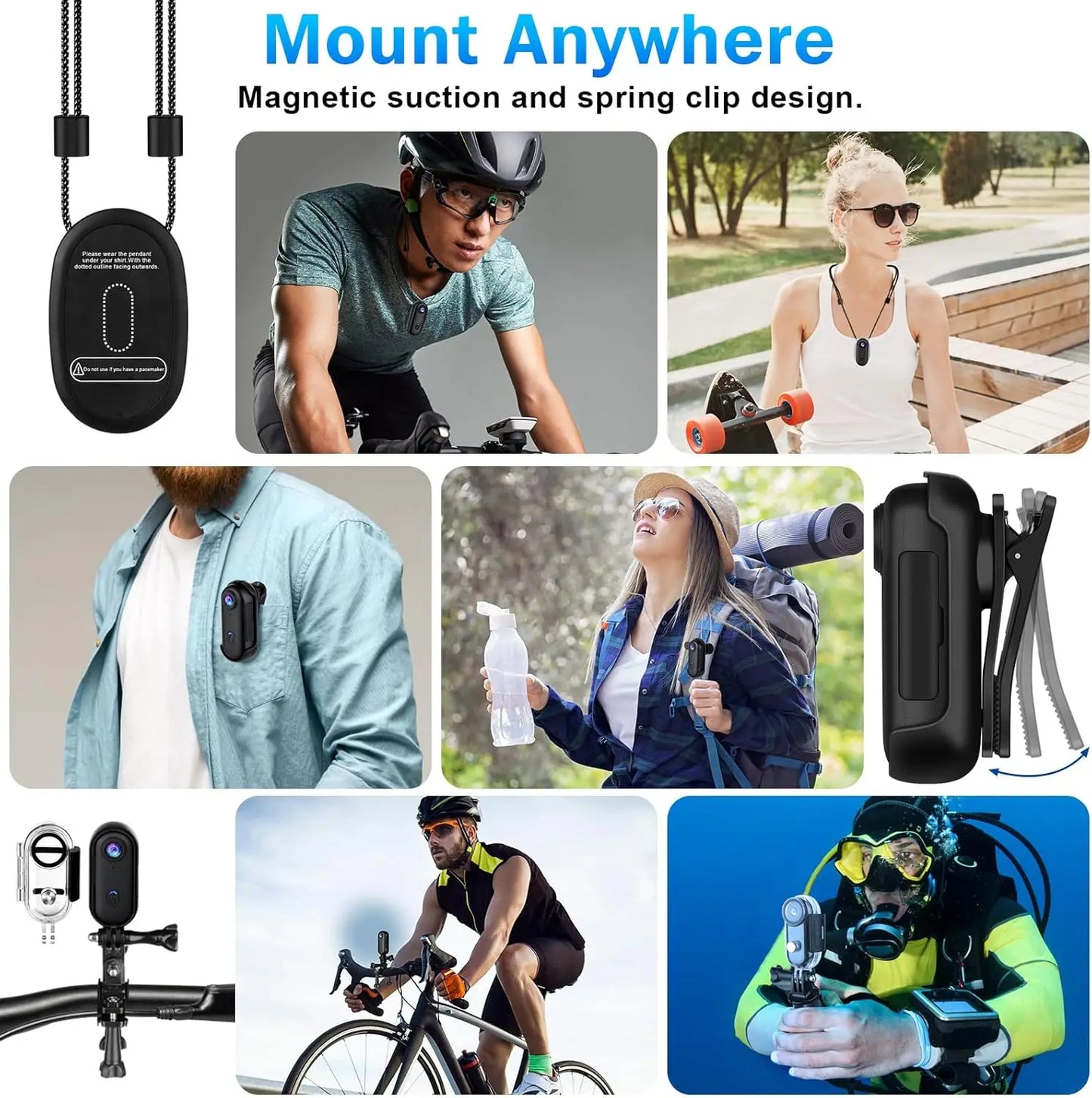 APP Control Portable Vlog Camera Underwater 30M Small Thumb Action Camera 4K WiFi Pocket Wearable Body Camera