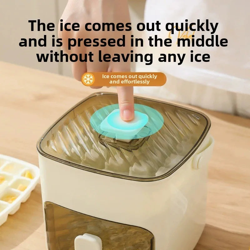 2025 New Ice Box with One Click De Icing and Easy Demolding Ice Grid Large Capacity Ice Making Box Square Plastic Mold