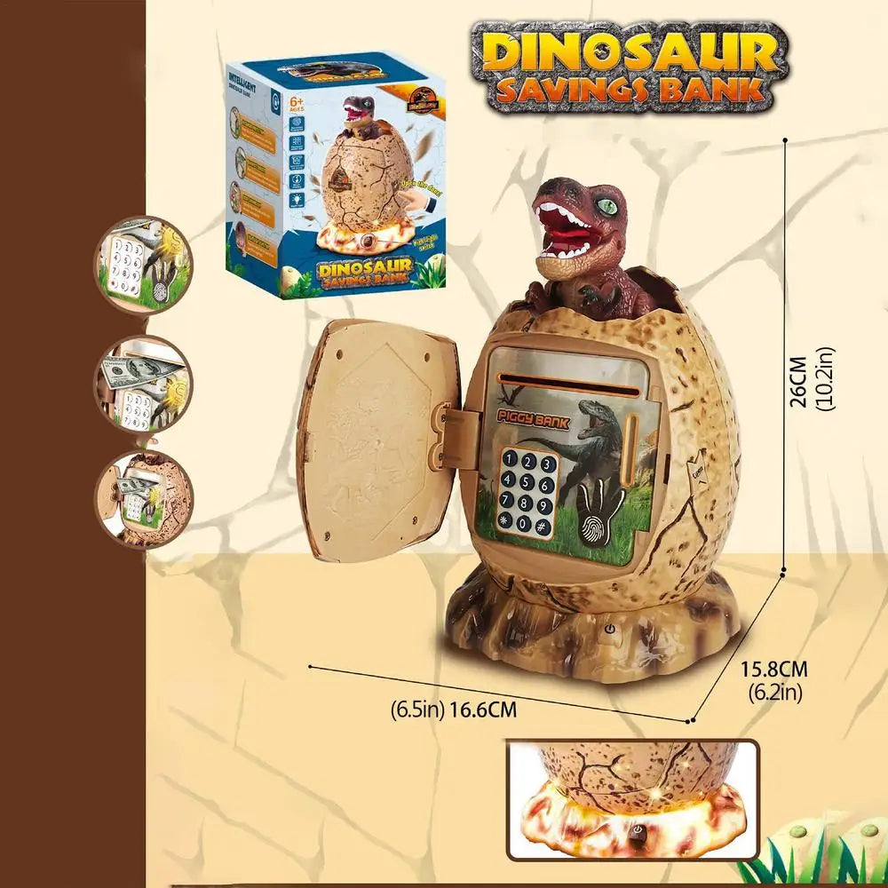 Cartoon Dinosaur Money Bank 3 In 1 Code Lock Fingerprint Password Electronic Money Saving Box Auto Scroll Pape Music Box gift