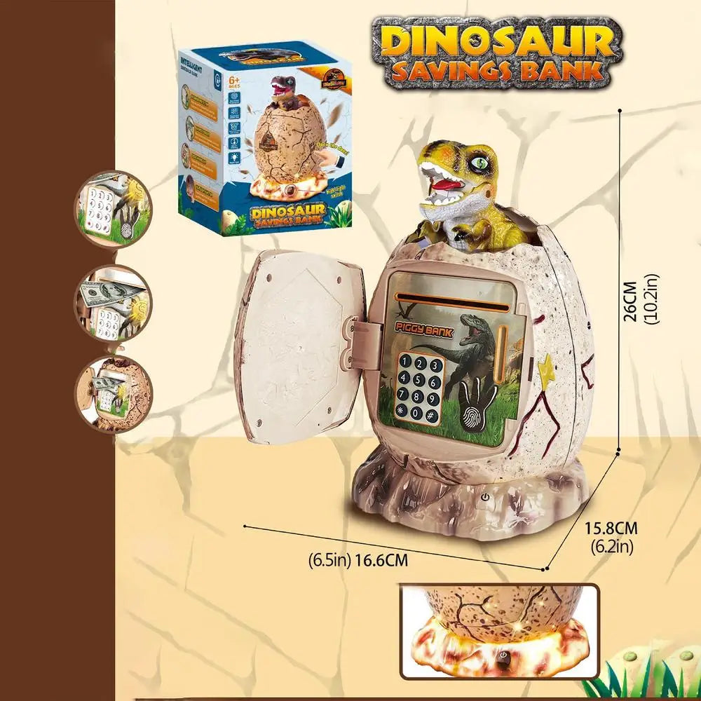Cartoon Dinosaur Money Bank 3 In 1 Code Lock Fingerprint Password Electronic Money Saving Box Auto Scroll Pape Music Box gift