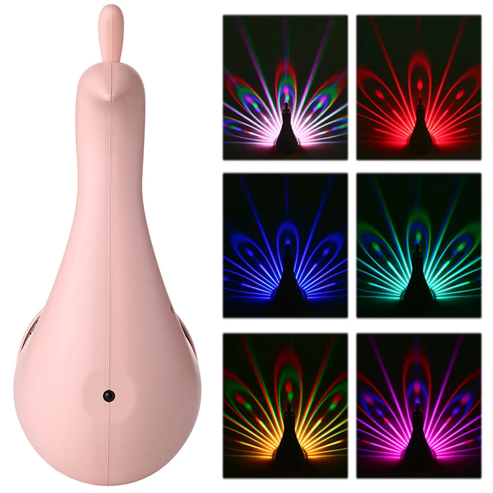 Peacock Projector Lamp Remote Control Night Light Bedside Colorful Atmosphere Light Creative LED Wall-mounted Sleep Night Light