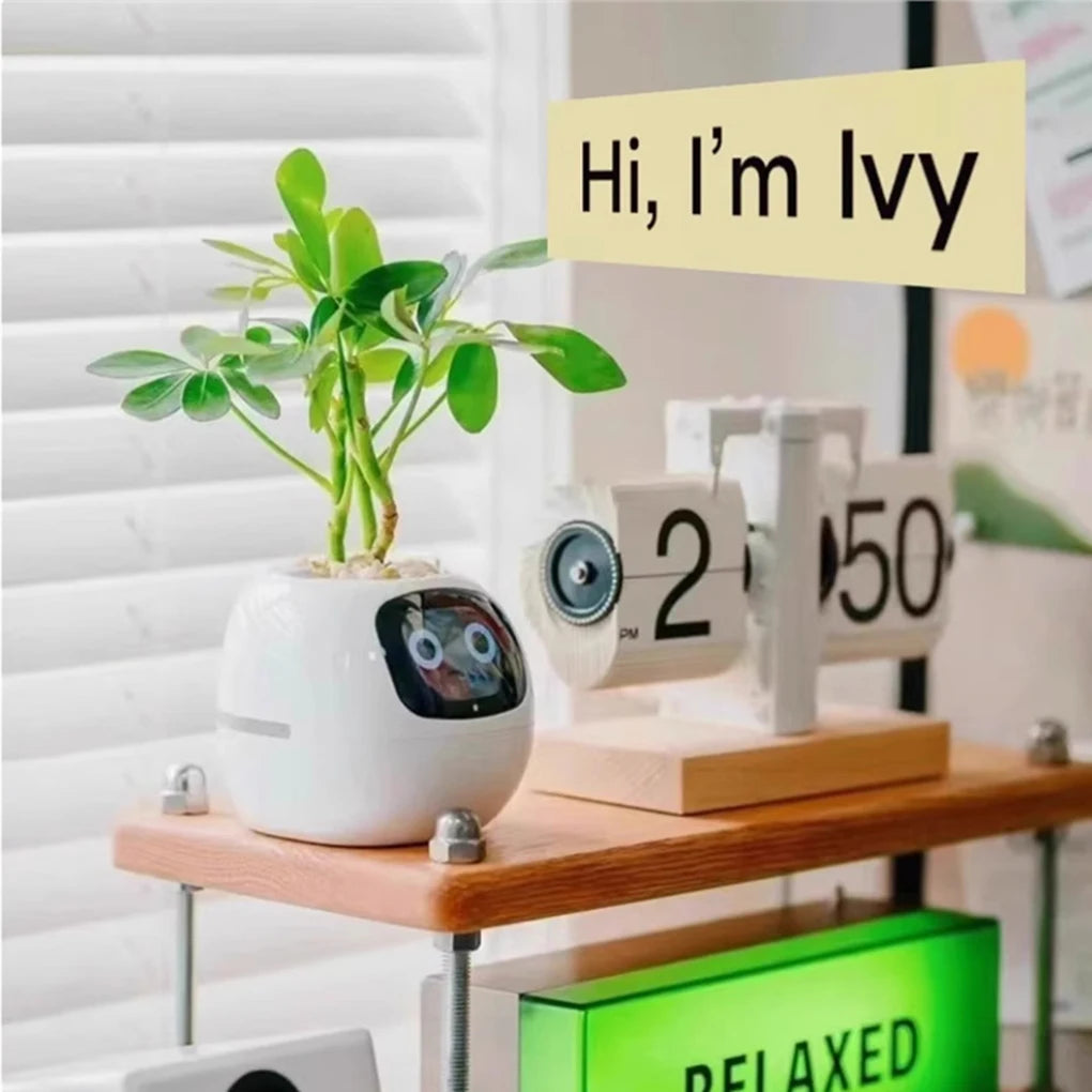 ABS Cute Pet Companion In Smart Plant Robot Guidance Pot Rich Performance In Home Furnishings Fun white