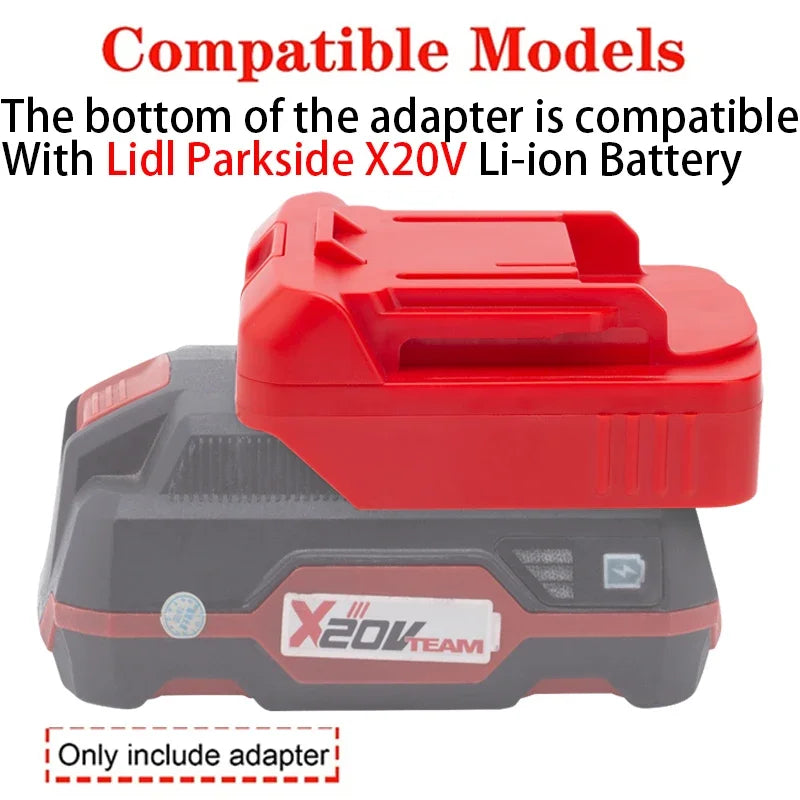 Adapter for Makita 18V Li-ion tools to converts to Lidl Parkside X20V Li-ion battery adapter power tool accessories BL1850B