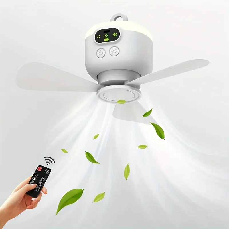 Portable USB Rechargeable Mini Fan For Camping, With Light, Suitable For Dormitories, Outdoor Tents, Providing Long-lasting