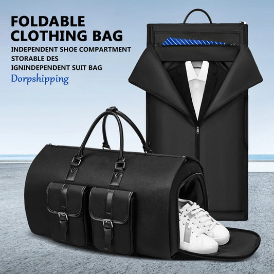 Oxford Fabric Leather Large capacity Foldable Duffle Bag Suit Travel BagWaterproof weekend Portable Flight Bagwith shoe