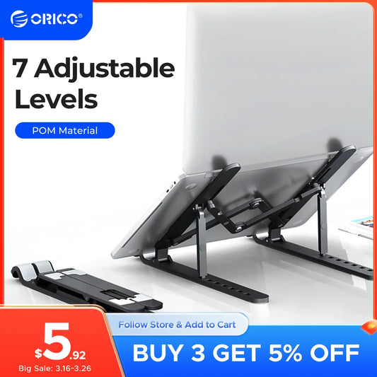ORICO Foldable Laptop Stand Holder Riser Portable Adjustable Aluminum Notebook Stand Computer Stand 7 Angles for MacBook Tablets
