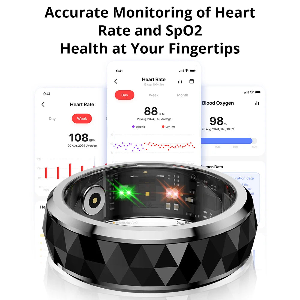 2024 COLMI R11 Smart Ring, Fidget Spinner Anxiety Relieve Ring with Charging Case for Men, Health Sleep Monitor, 5ATM Waterproof
