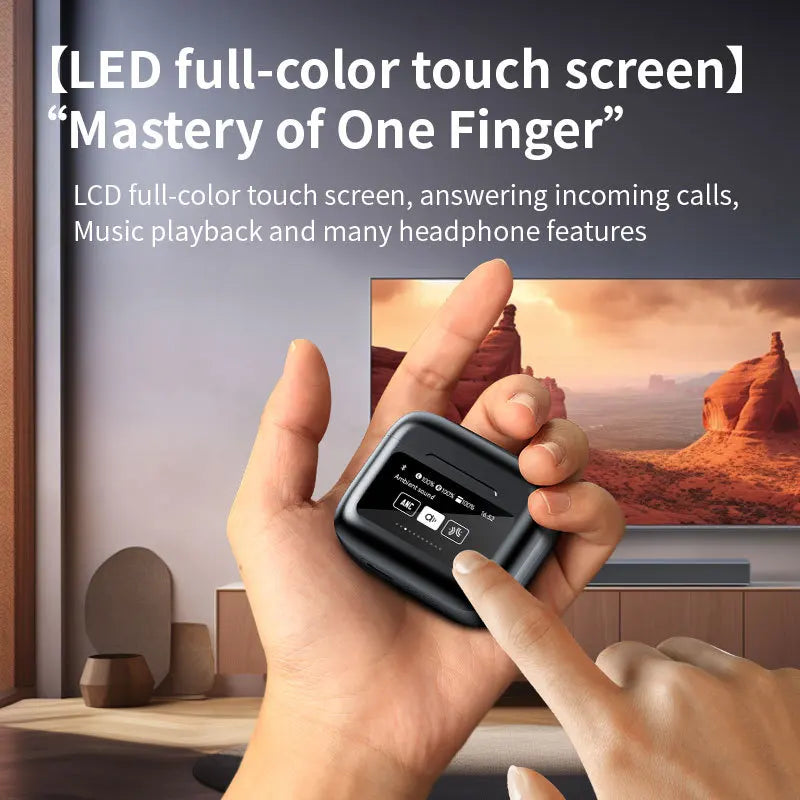 Earphone Bluetooth True Wireless Earbuds BT5.4 HIFI Stereo Headphone with ANC Noise Reduction LED Touch Screen Control for Gamer