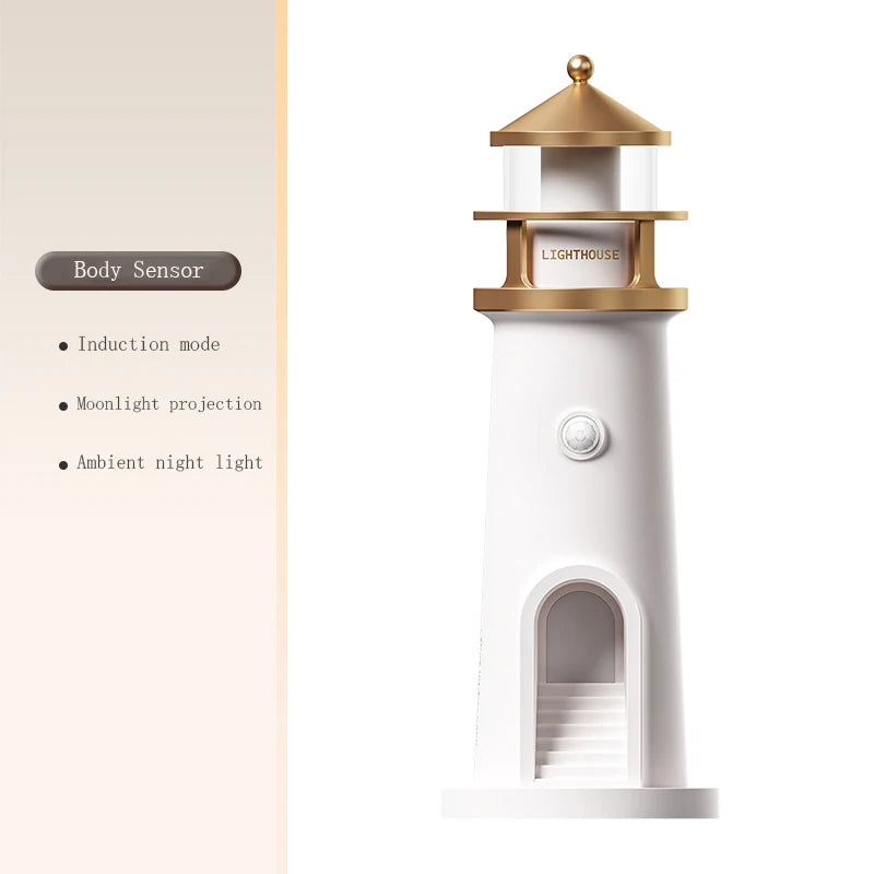 Moon Projection Light Remote Control Bluetooth Speaker Lighthouse Motion Sensor Nightlights Fake Candle Lamp Room Entryway Decor