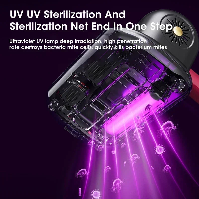 10KPa New Mattress Vacuum Mite Remover Cordless Handheld Cleaner Powerful Suction for Cleaning Bed Pillows Clothes Sofa