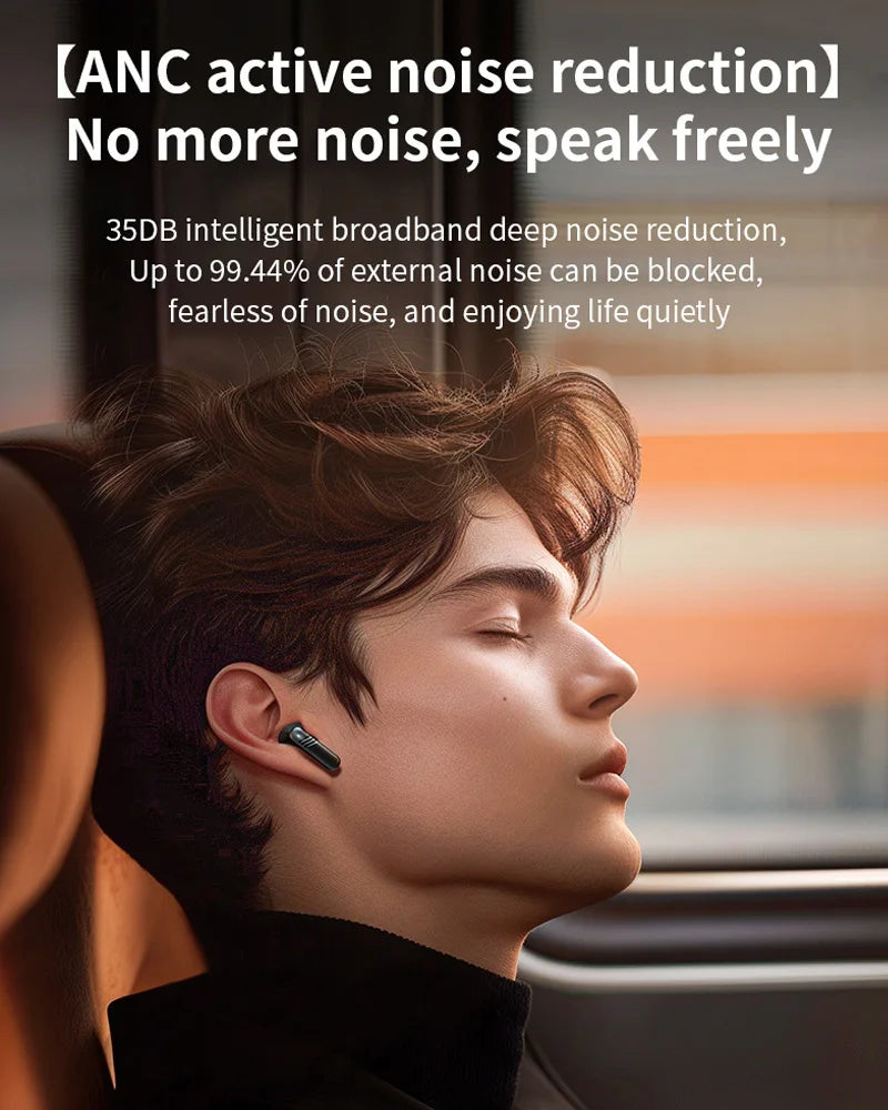 Earphone Bluetooth True Wireless Earbuds BT5.4 HIFI Stereo Headphone with ANC Noise Reduction LED Touch Screen Control for Gamer