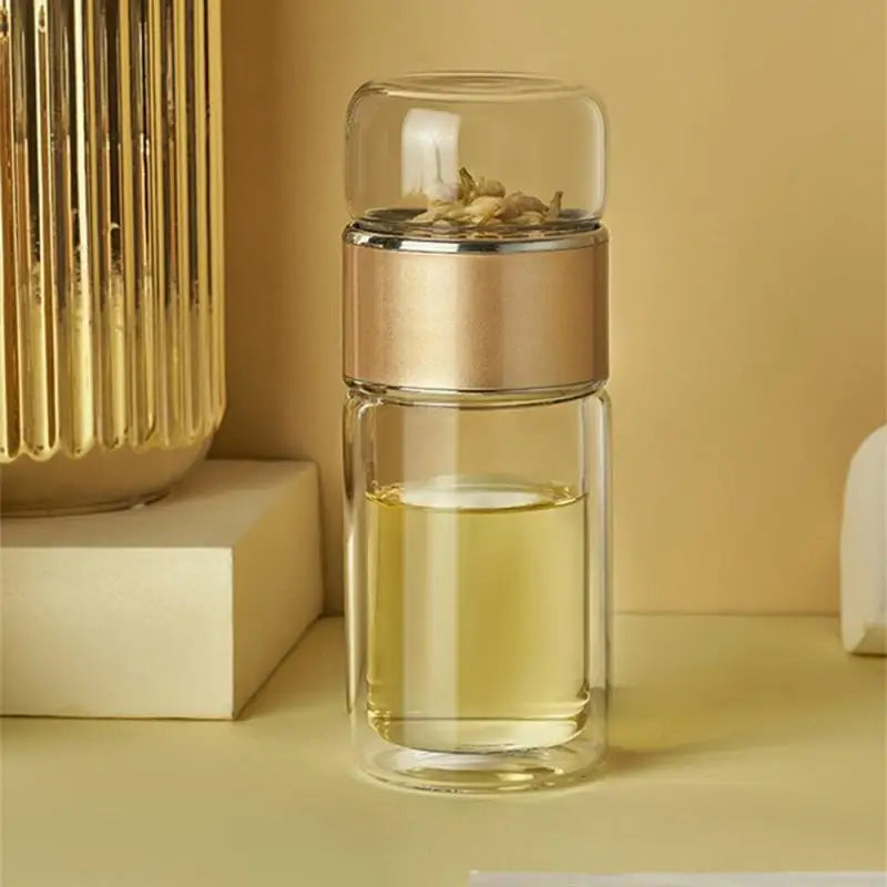 7*18cm Glass Portable Water Bottles And Jugs 280ml Tea Separator Cup Tea Water Separation Drinking Utensils Water Cup Make Tea