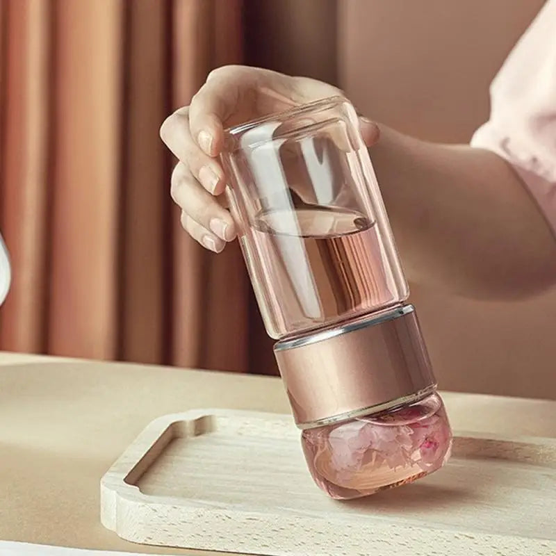 7*18cm Glass Portable Water Bottles And Jugs 280ml Tea Separator Cup Tea Water Separation Drinking Utensils Water Cup Make Tea