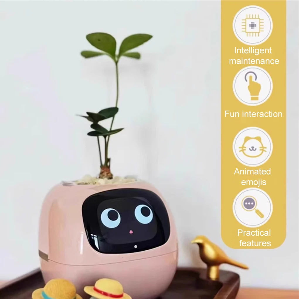 ABS Cute Pet Companion In Smart Plant Robot Guidance Pot Rich Performance In Home Furnishings Fun white