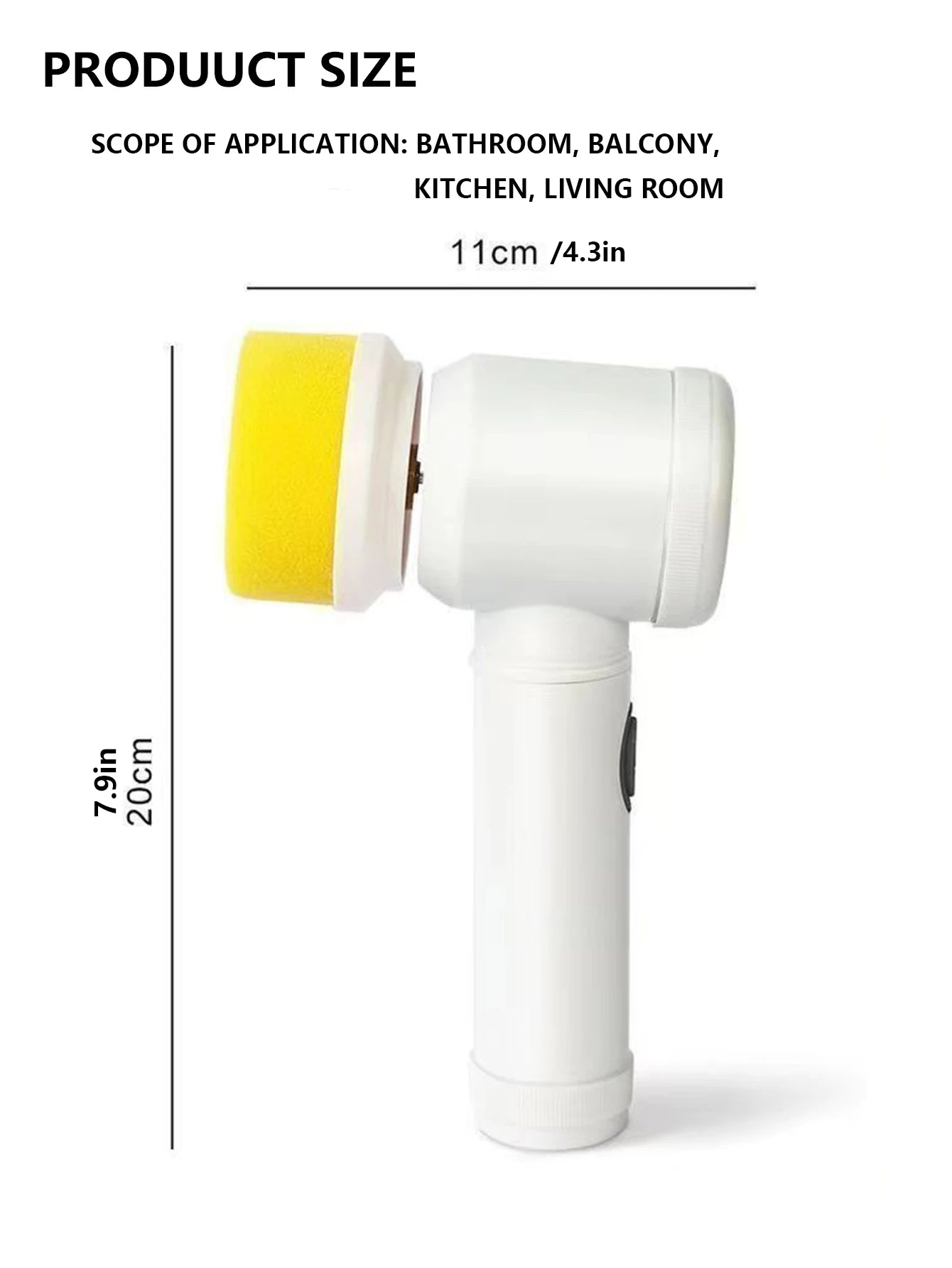 Electric Spin Scrubber With 3 Replacement Brush Heads, Power Cordless Kitchen Scrubber For Bathroom Kitchen To School Supplies