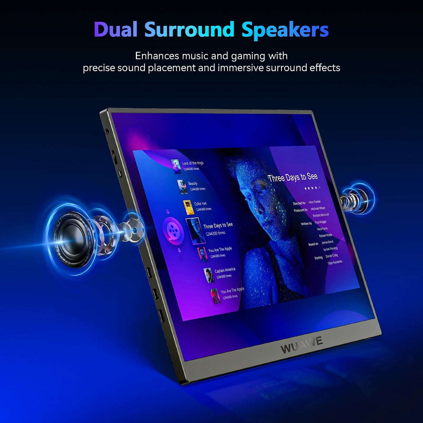 16" 1200P 120Hz Portable Monitor, 100% sRGB Portable Gaming Monitor with Built-in Stand, HDR and Freensync, External USB C
