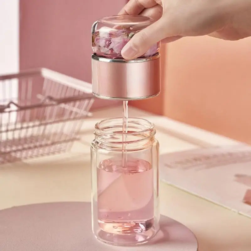 7*18cm Glass Portable Water Bottles And Jugs 280ml Tea Separator Cup Tea Water Separation Drinking Utensils Water Cup Make Tea