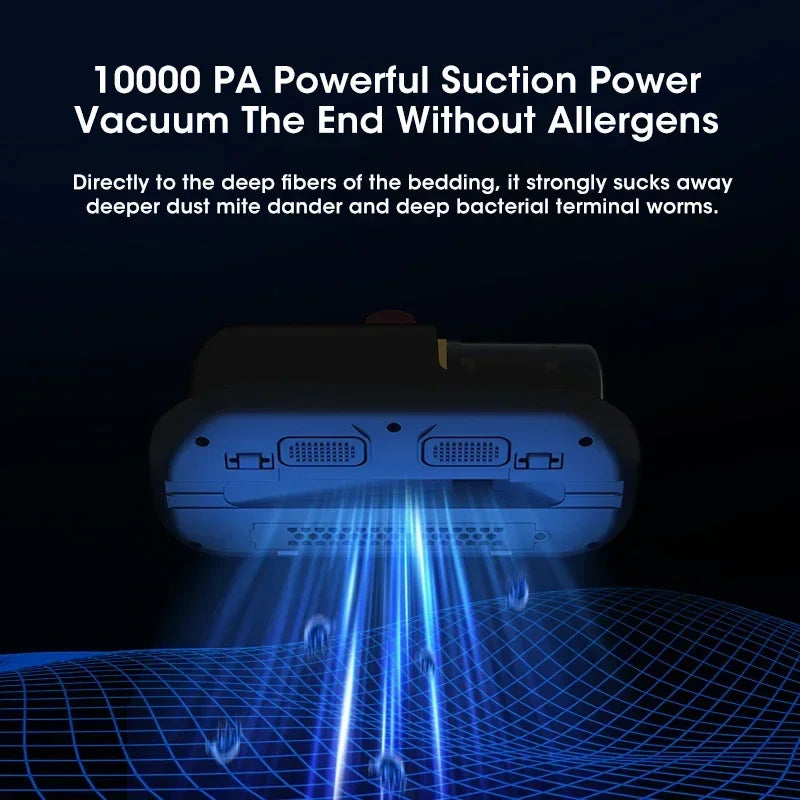 10KPa New Mattress Vacuum Mite Remover Cordless Handheld Cleaner Powerful Suction for Cleaning Bed Pillows Clothes Sofa