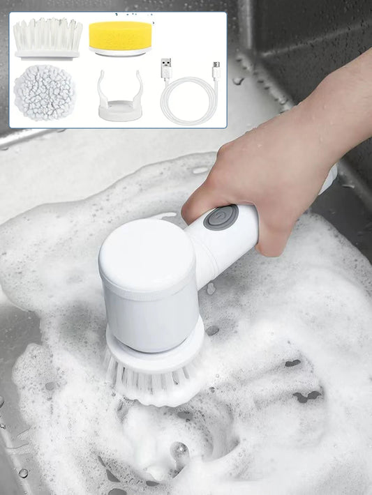Electric Spin Scrubber With 3 Replacement Brush Heads, Power Cordless Kitchen Scrubber For Bathroom Kitchen To School Supplies
