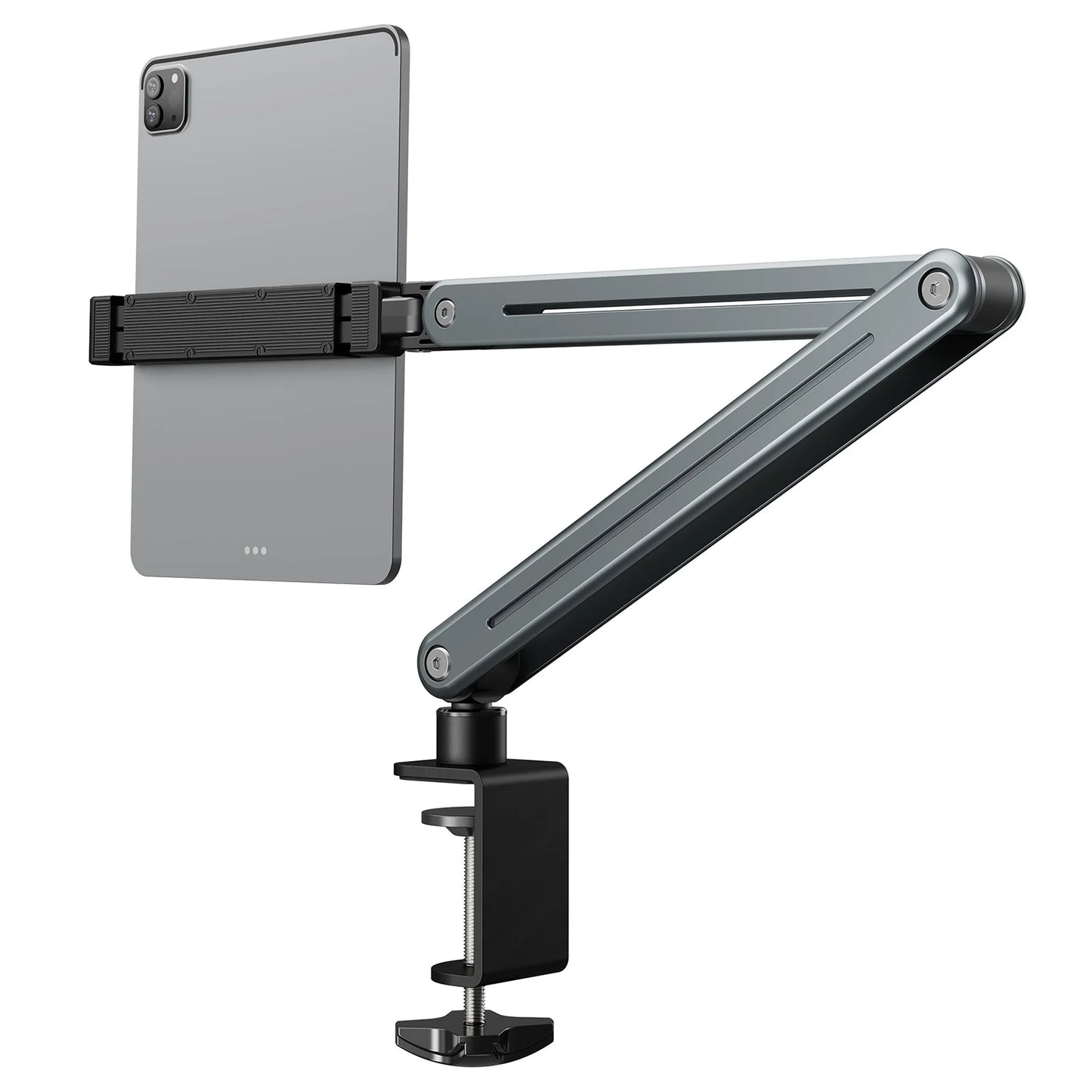 Foldable Versatile Tablet Holder Stand Aluminum Alloy 360° Rotation Bed/Desk Arm Mount Tablet Stand for 4.5-12.9 Inche Devices
