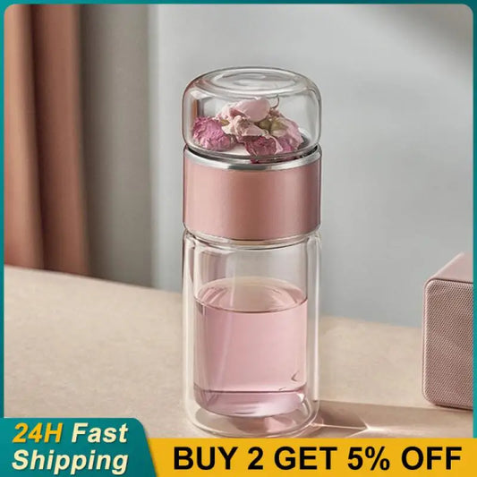 7*18cm Glass Portable Water Bottles And Jugs 280ml Tea Separator Cup Tea Water Separation Drinking Utensils Water Cup Make Tea
