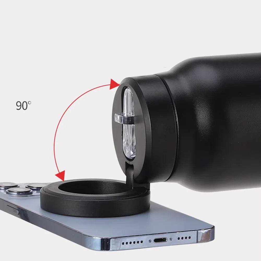 Magnetic Vacuum Flasks Stainless Steel Sports Water Bottle Mobile Phone Holder Creative Portable Outdoor Thermal Insulation Cup