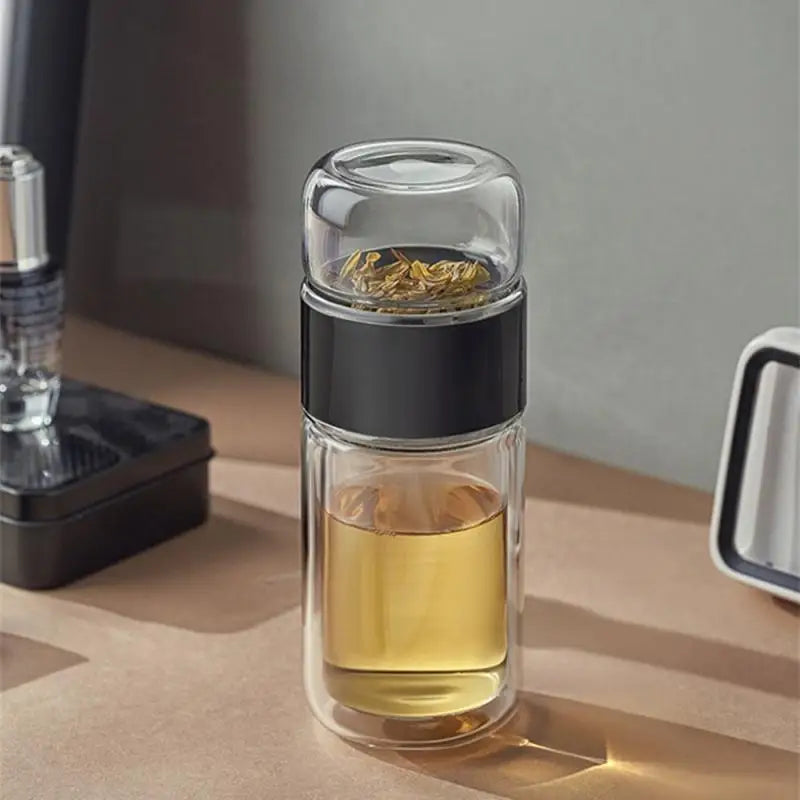 7*18cm Glass Portable Water Bottles And Jugs 280ml Tea Separator Cup Tea Water Separation Drinking Utensils Water Cup Make Tea