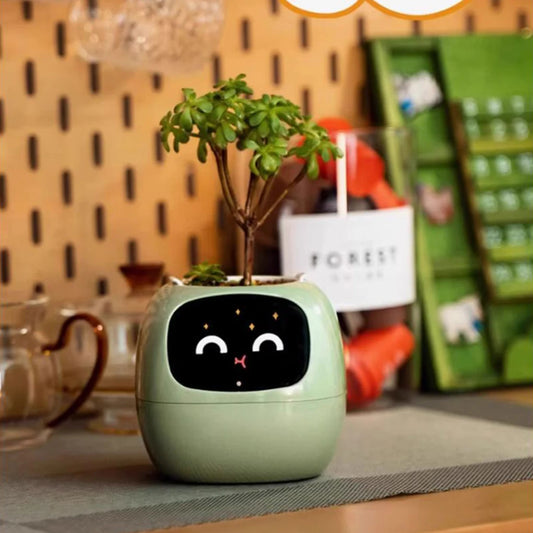 ABS Cute Pet Companion In Smart Plant Robot Guidance Pot Rich Performance In Home Furnishings Fun white