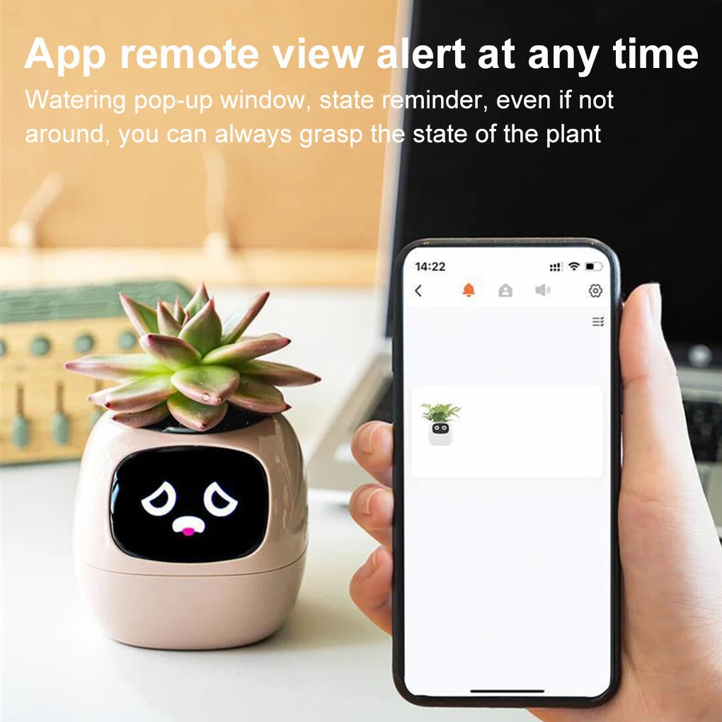 ABS Cute Pet Companion In Smart Plant Robot Guidance Pot Rich Performance In Home Furnishings Fun white