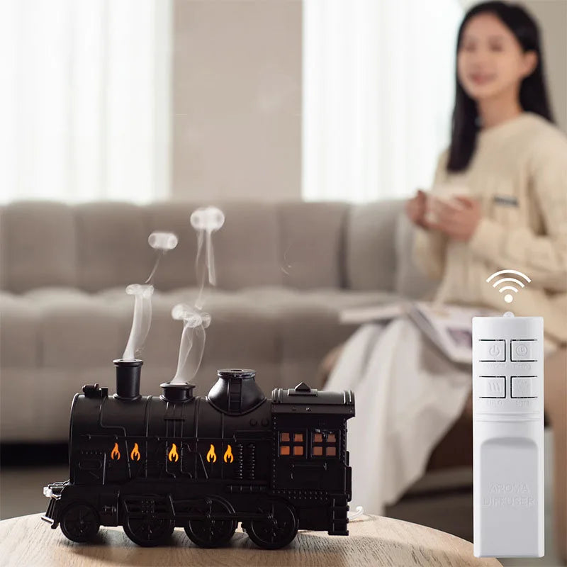 Mini Train Shape Aromatherapy Essential Oil Diffuser Ultrasonic Cool Mist Air Humidifier with LED Lamp Aroma Difusor Atomizer
