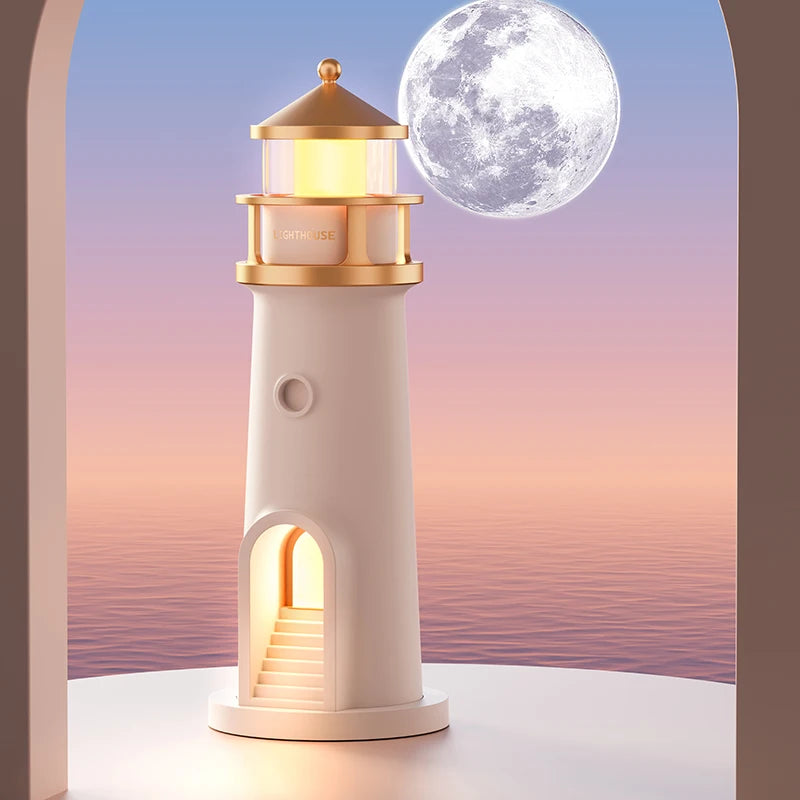 Moon Projection Light Remote Control Bluetooth Speaker Lighthouse Motion Sensor Nightlights Fake Candle Lamp Room Entryway Decor